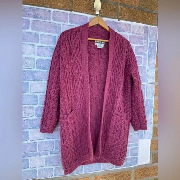 Aran Craft Merino Wool Open Front Sweater Cardigan small - Picture 2 of 6
